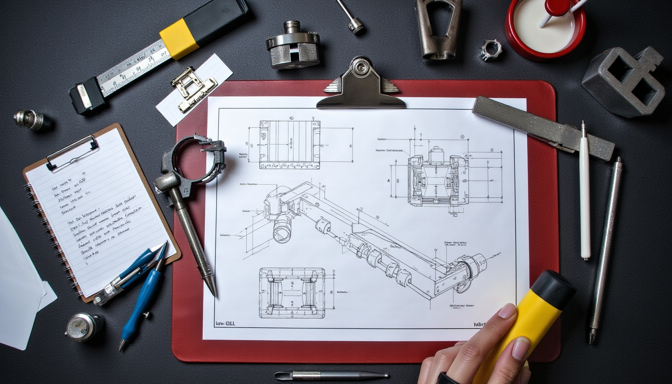 Engenheiro analisando desenho técnico para pedido de orçamento de usinagem de precisão