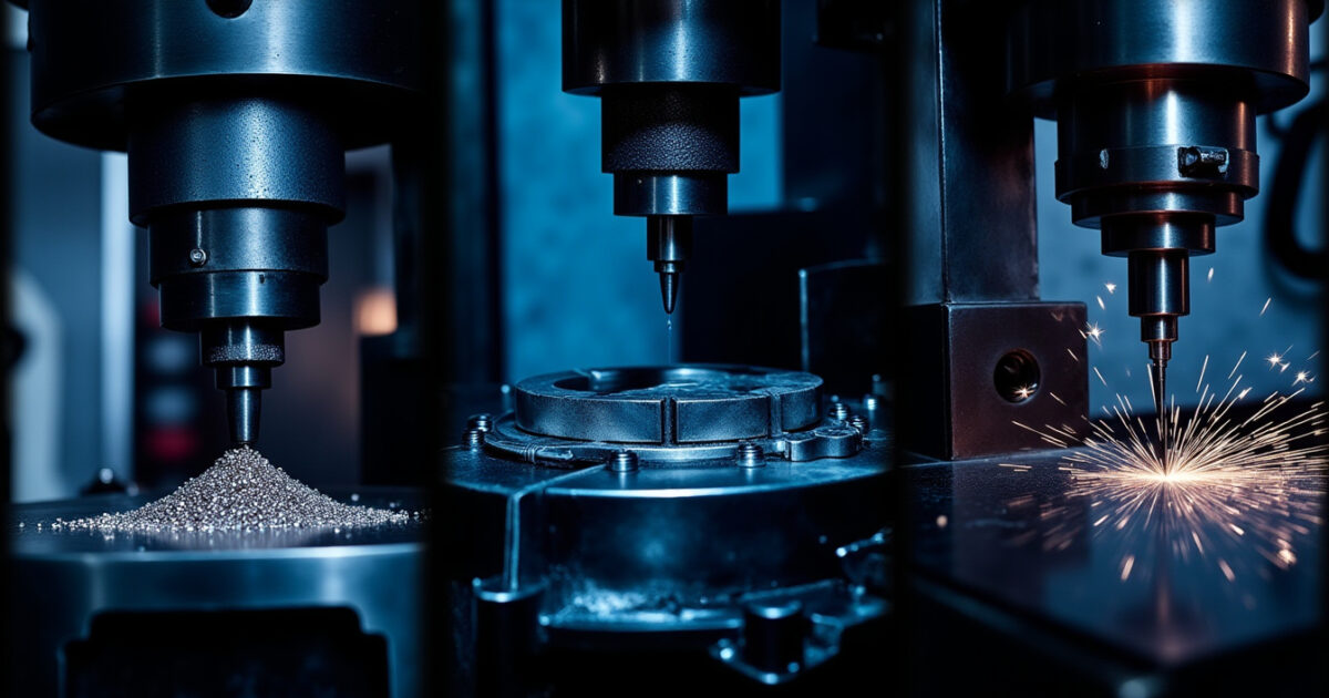 Comparação entre torno CNC, centro de fresamento e retificadora cilíndrica em ambiente industrial de usinagem de precisão